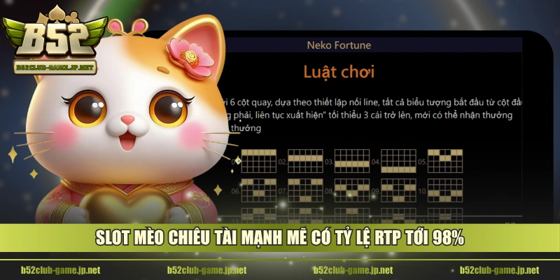 Slot Mèo Chiêu Tài Mạnh Mẽ có tỷ lệ RTP tới 98%